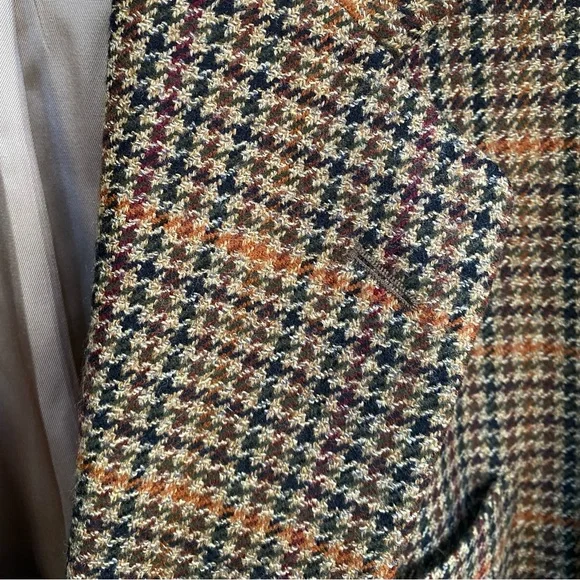 Nordstrom Houndstooth Wool Blazer 42R USA Made Vintage 2 Button Jacket Sportcoat - Picture 3 of 10